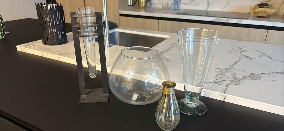 Lot de 4 vases, Maison & Meubles, Enlèvement, Comme neuf, Verre