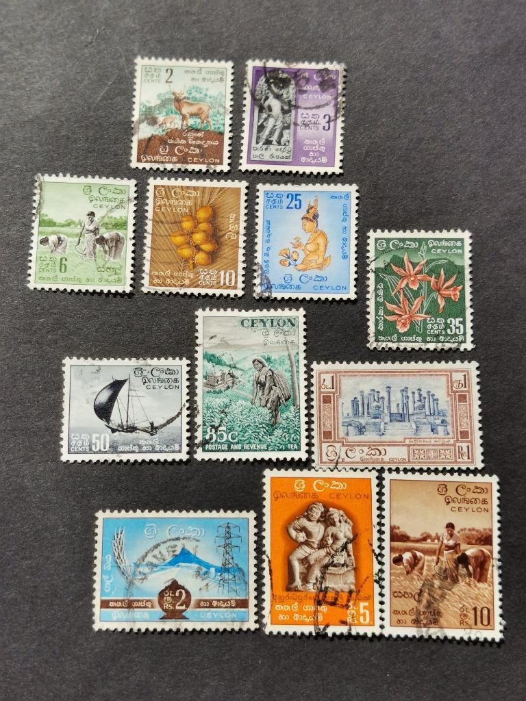 Ceylon 1958 - dieren, Boeddha, bloemen, landbouw, Ophalen of Verzenden, Gestempeld, Zuid-Azië