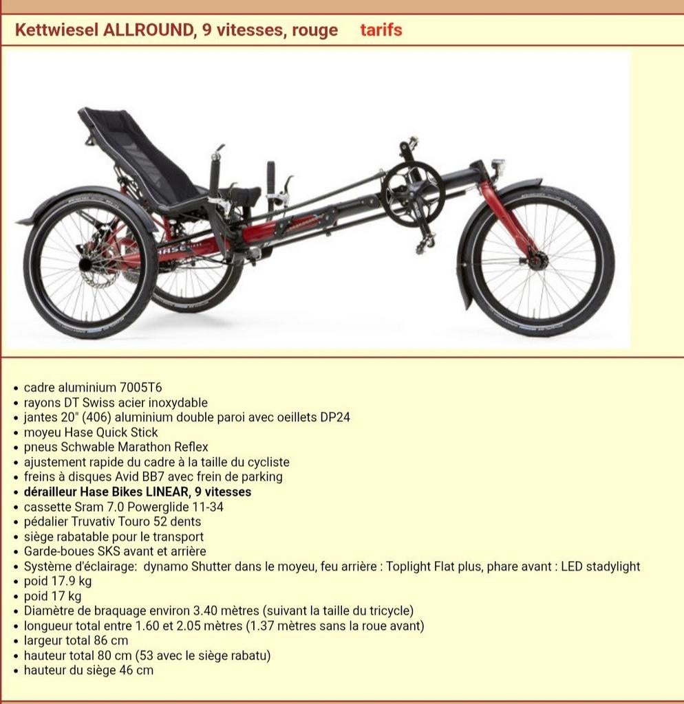 Hase bike kettwiesel ligfiets met 3 wielen (nieuw), Fietsen en Brommers, Fietsen | Ligfietsen, Ophalen, Zo goed als nieuw