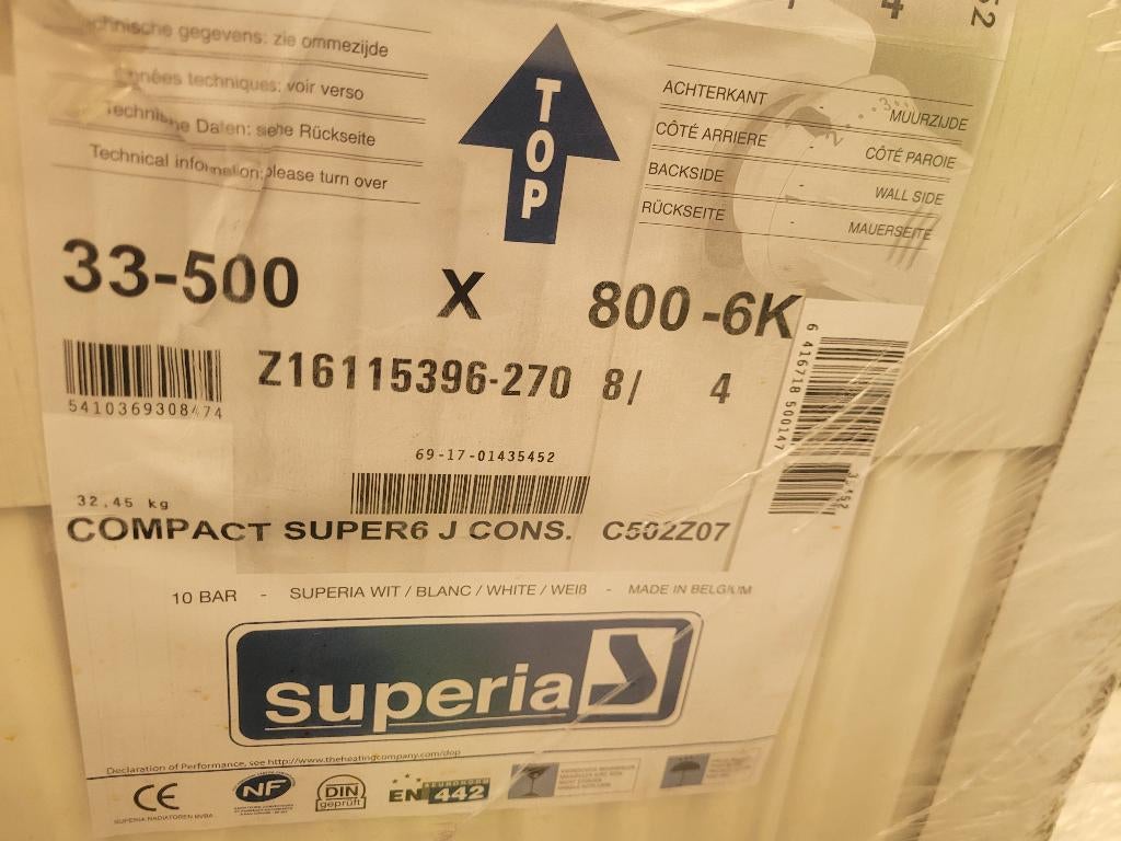 Radiateur 500 x 800 - 33 SUPERIA NEUF, Bricolage & Construction, Thermostats, Enlèvement, Neuf