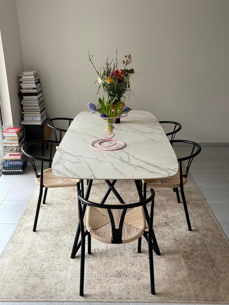 Juntoo Ragno eettafel 220 cm – keramisch marmerlook, Huis en Inrichting, Tafels | Eettafels, Ophalen, 200 cm of meer, Zo goed als nieuw