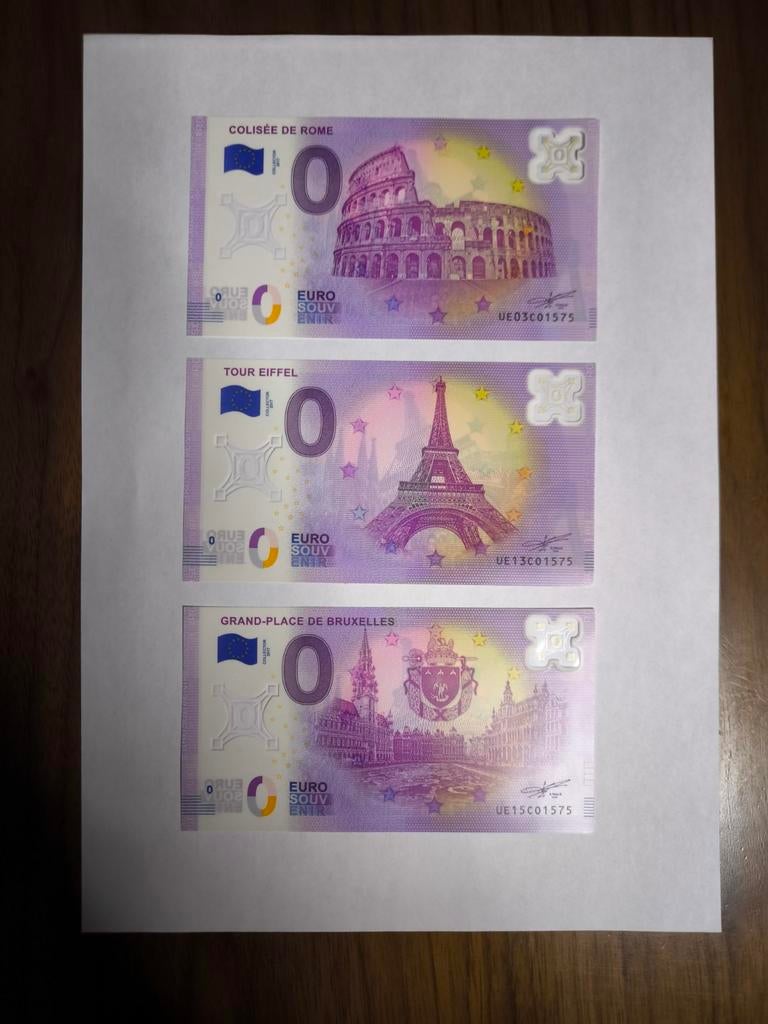 Set 3 billets 0 Euro Souvenir Collector Polymere 2017 Rome P, Postzegels en Munten, Bankbiljetten | Europa | Eurobiljetten, Ophalen of Verzenden