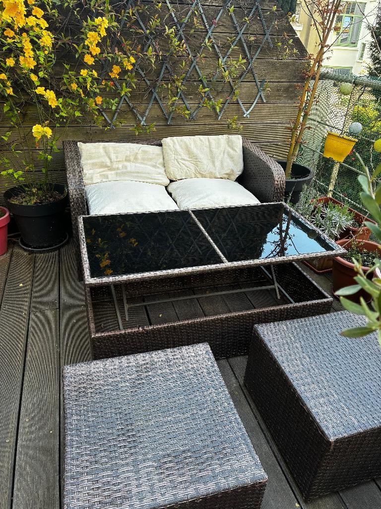 Salon de jardin – Bon état – 80 € (prix fixe), Jardin & Terrasse, Ensembles de jardin, Utilisé, Salons de jardin, Synthétique