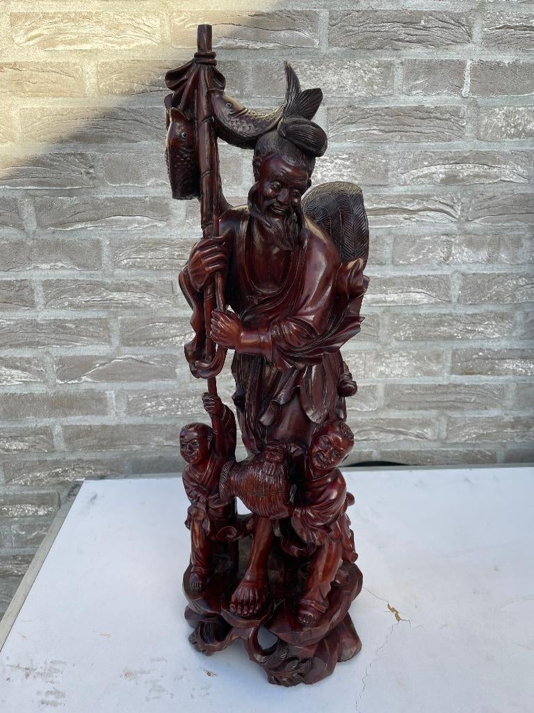 vintage oosters houtsnijwerk - 58,5 cm, Antiek en Kunst, Ophalen of Verzenden