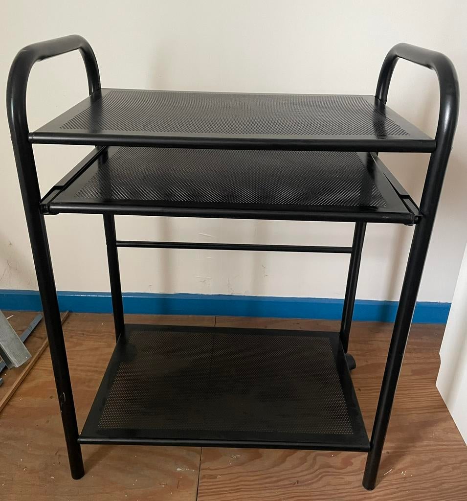 Metalen rek / bijzettafel – (printertafel / rek / trolley), Ophalen, Gebruikt