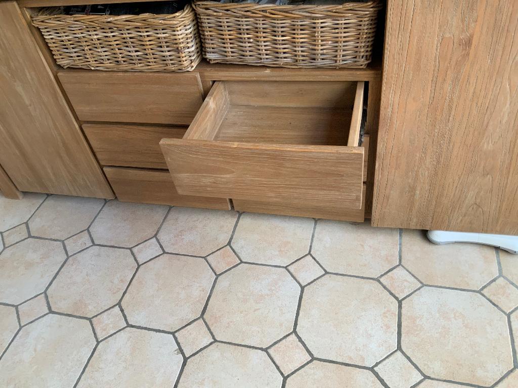 Kast dressoir, Ophalen, Teakhout, Zo goed als nieuw, 200 cm of meer