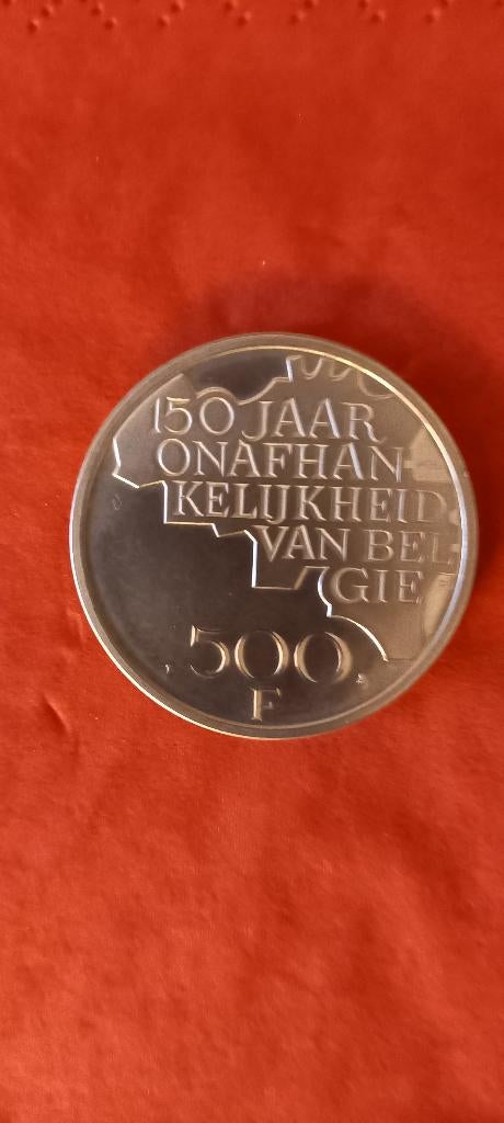 Pièce argent NL 500 bf -  1830-1980, Timbres & Monnaies, Enlèvement, Argent, Argent