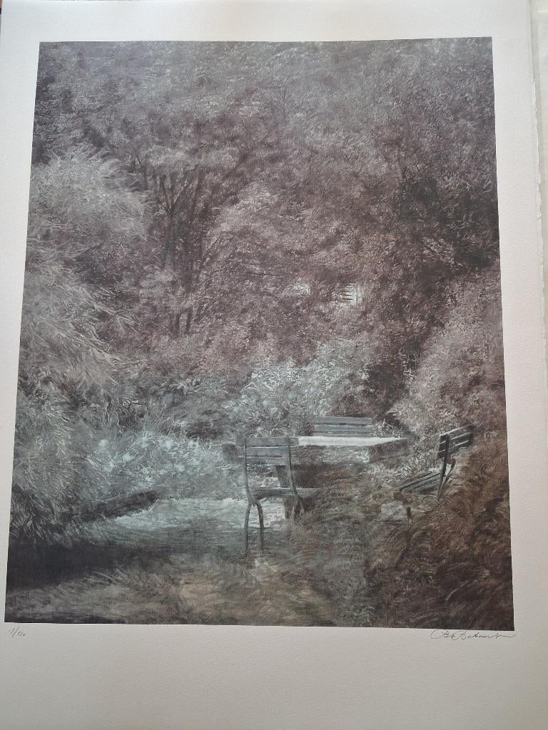 Piet Bekaert - zeefdruk 1/130 - rustplaats in het bos, Ophalen of Verzenden