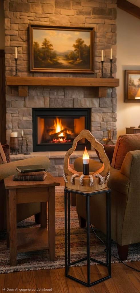 Handgemaakte landelijke tafellamp, Huis en Inrichting, Ophalen, Nieuw, Landelijk, Minder dan 50 cm