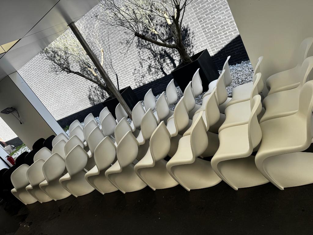 44x Originele Vitra Panton Chairs-designklassieker, Synthétique, Enlèvement, Blanc, Cinq, Six Chaises ou plus
