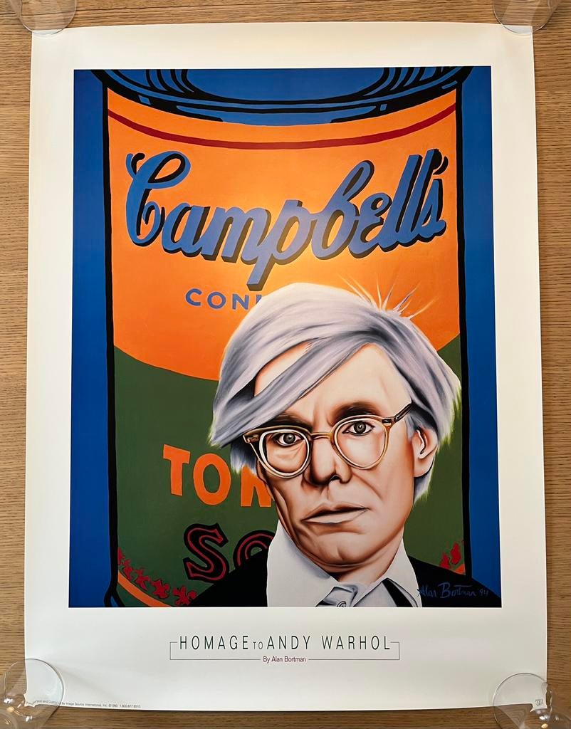 Alan Bortman (after) - Hommage to Andy Warhol - jaren 1990, Verzamelen, Posters, Rechthoekig Staand, Nieuw, Ophalen of Verzenden