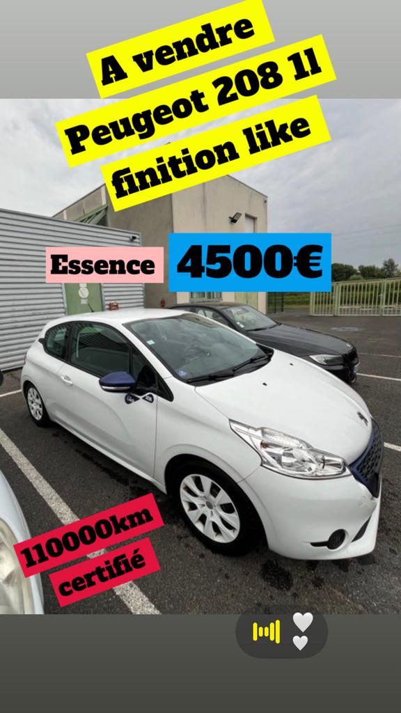 Peugeot 208 1L finitions like 3porte 113000km  comme neuf, Achat, Noir, 5 cylindres, 5 places