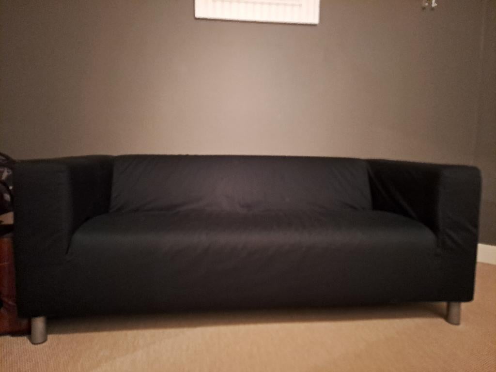 2-zitsbank zwart, 75 à 100 cm, Strakke zwarte bank, Comme neuf, Enlèvement