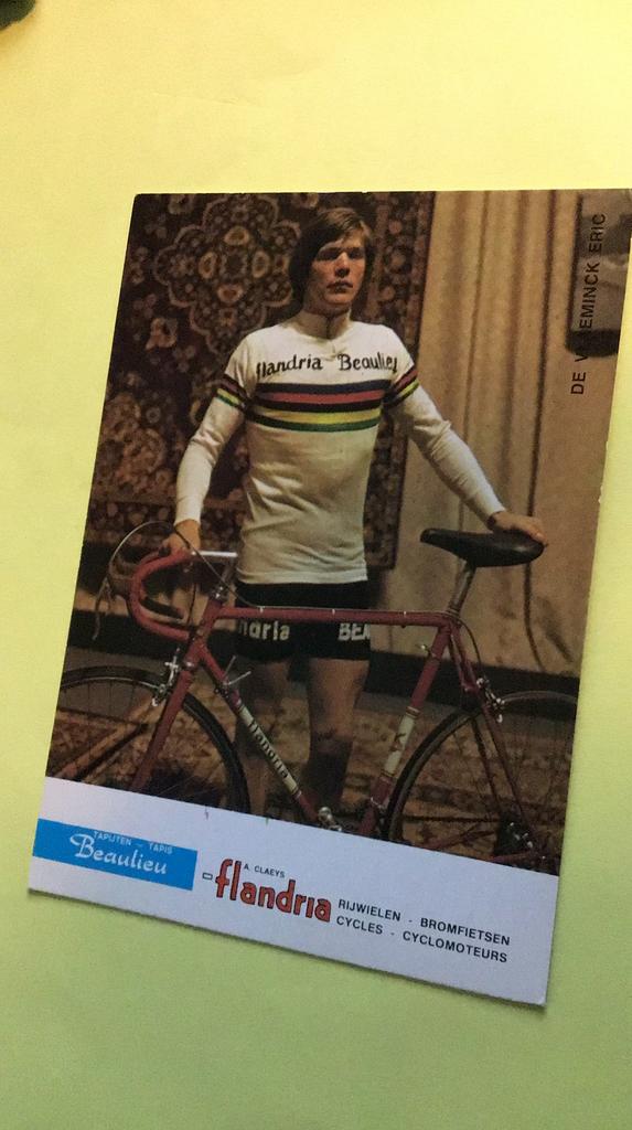 wielerkaart 1972  team flandria beaulieu  eric de vlaeminck, Verzenden, Zo goed als nieuw
