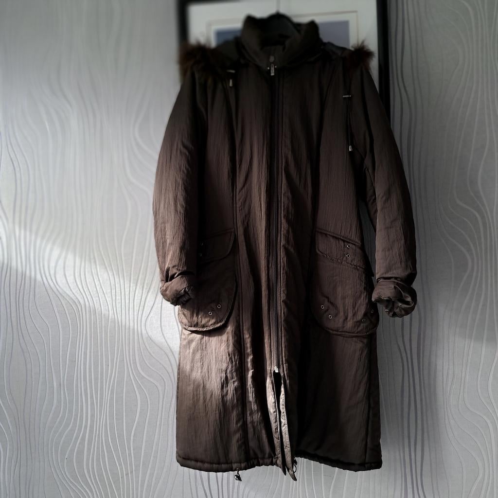 Bruine lang jas, Ophalen, Maat 36 (S)