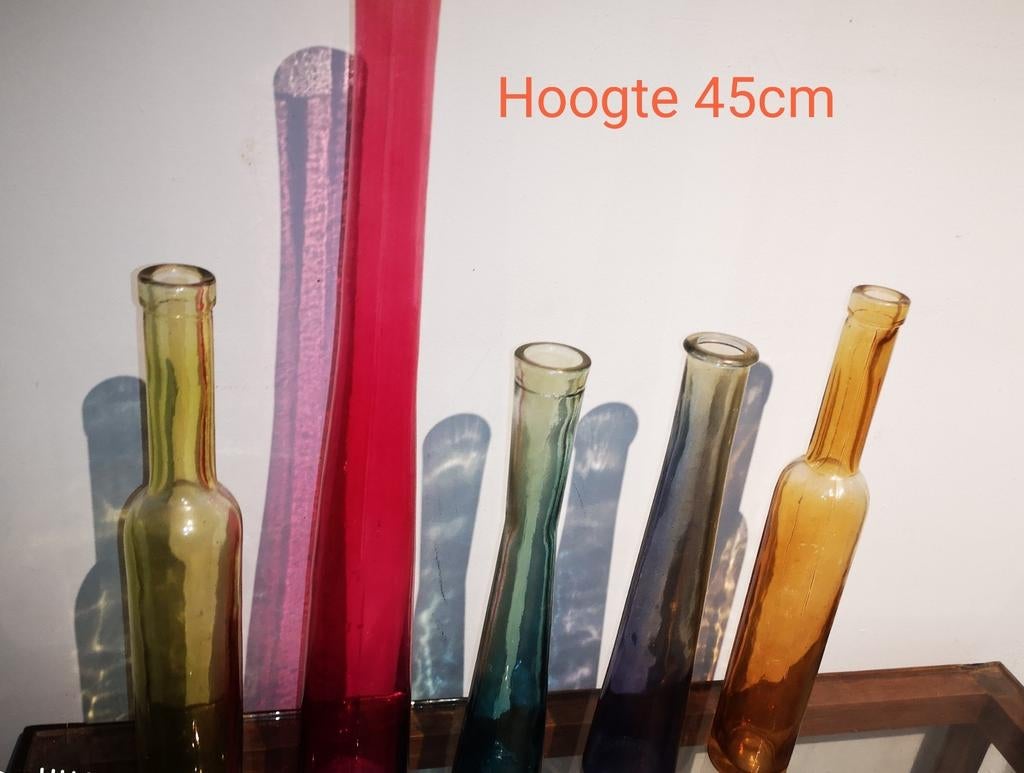 SET RÉTRO GLAZEN VAZEN, Huis en Inrichting, Woonaccessoires | Vazen, Ophalen, Gebruikt, Overige kleuren, Glas