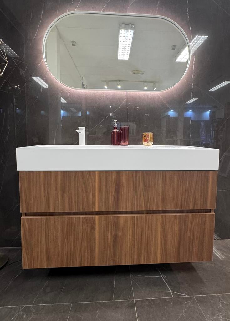 Badkamermeubelset 120x50 wallnoot kleur, Neuf, Moins de 100 cm, Meuble lavabo, 100 à 150 cm