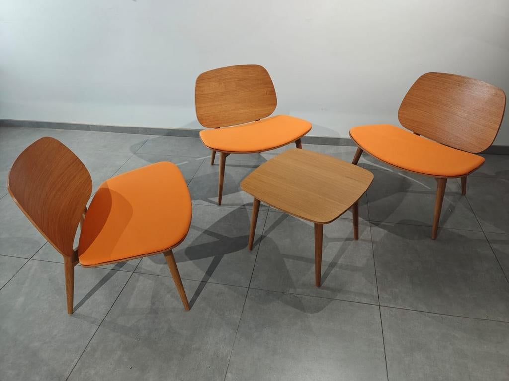 Skandiform Papa 3 stoelen en tafel,  uitstekende staat, Maison & Meubles, Chaises, Comme neuf, Trois, Bois, Enlèvement ou Envoi