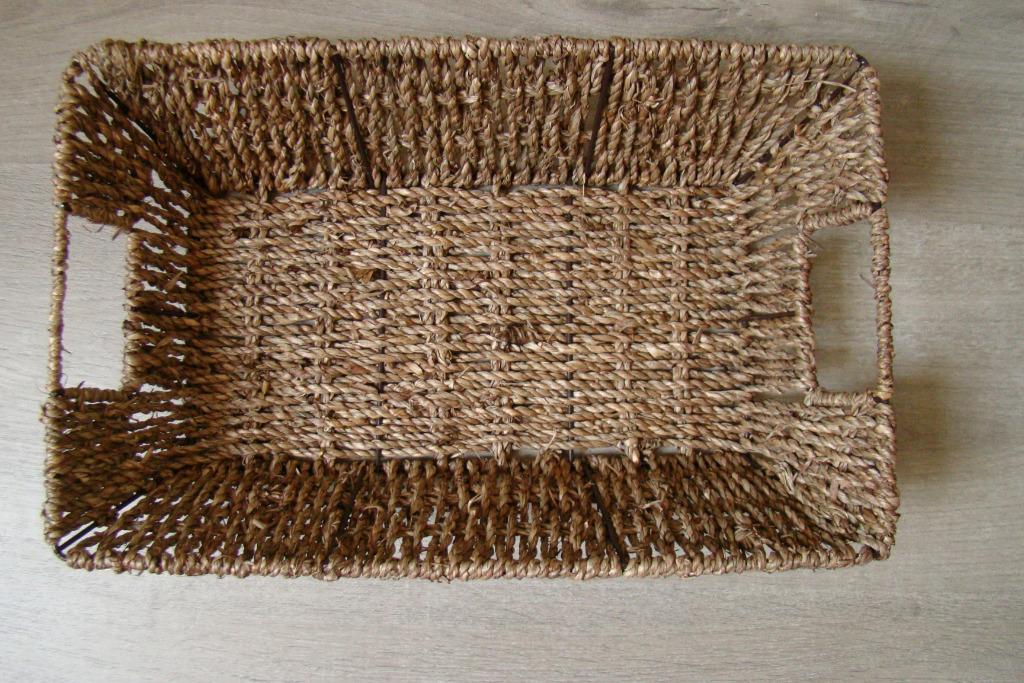 mand rechthoek 35x22cm bruin geweven met handvat – broodmand, Huis en Inrichting, Mand, Ophalen of Verzenden, Zo goed als nieuw