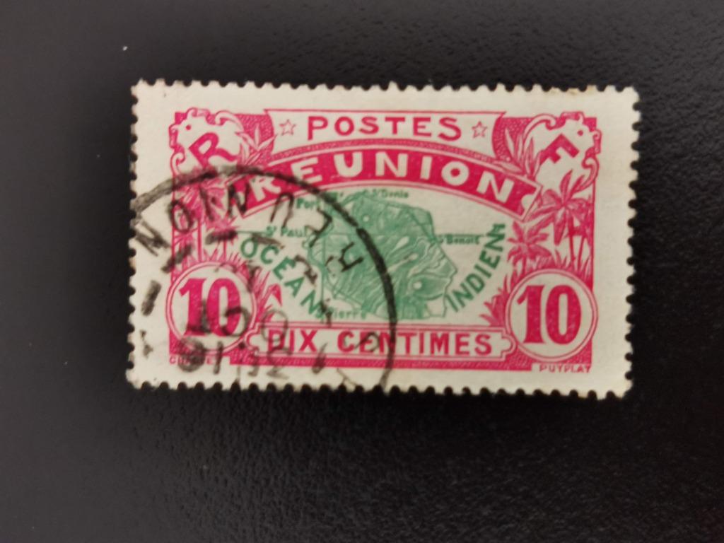 Réunion 1907 - carte de l'île de la Réunion, Enlèvement ou Envoi, Autres pays, Affranchi