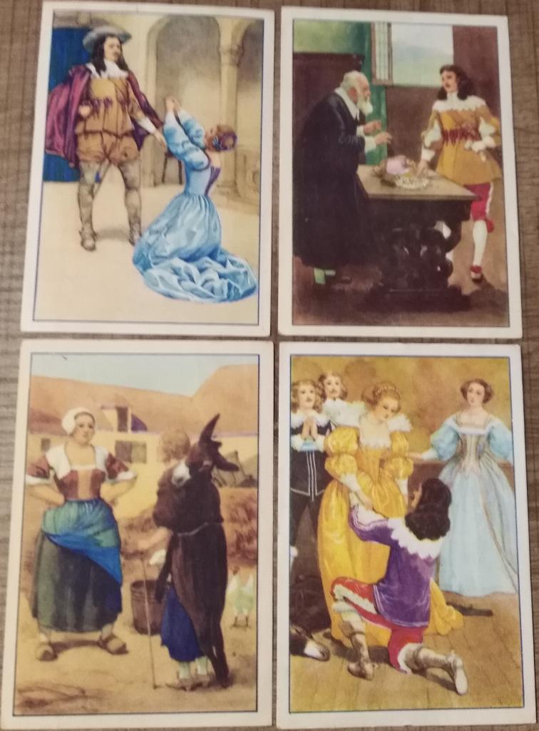 4 verzamelprenten Het meisje met het ezelsvel (Victoria), Ophalen of Verzenden, Gebruikt, Overige onderwerpen, Prent