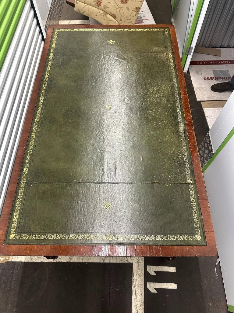 Antiek bureau met lederen inleg groen, Antiek en Kunst, Ophalen