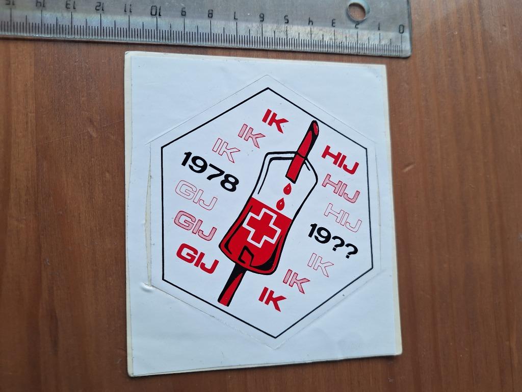 Vintage Sticker Rode Kruis bloedgever 1978 -, Verzamelen, Ophalen of Verzenden, Gebruikt, Overige typen
