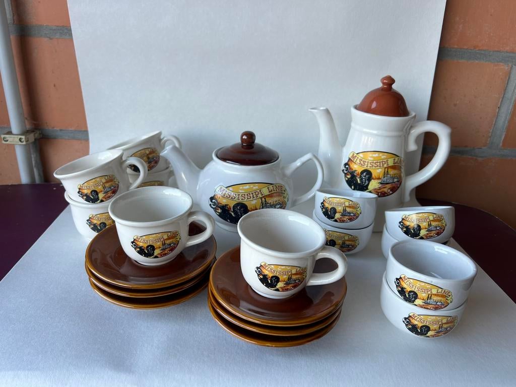 Koffie & thee servies mississipi line, Ophalen of Verzenden