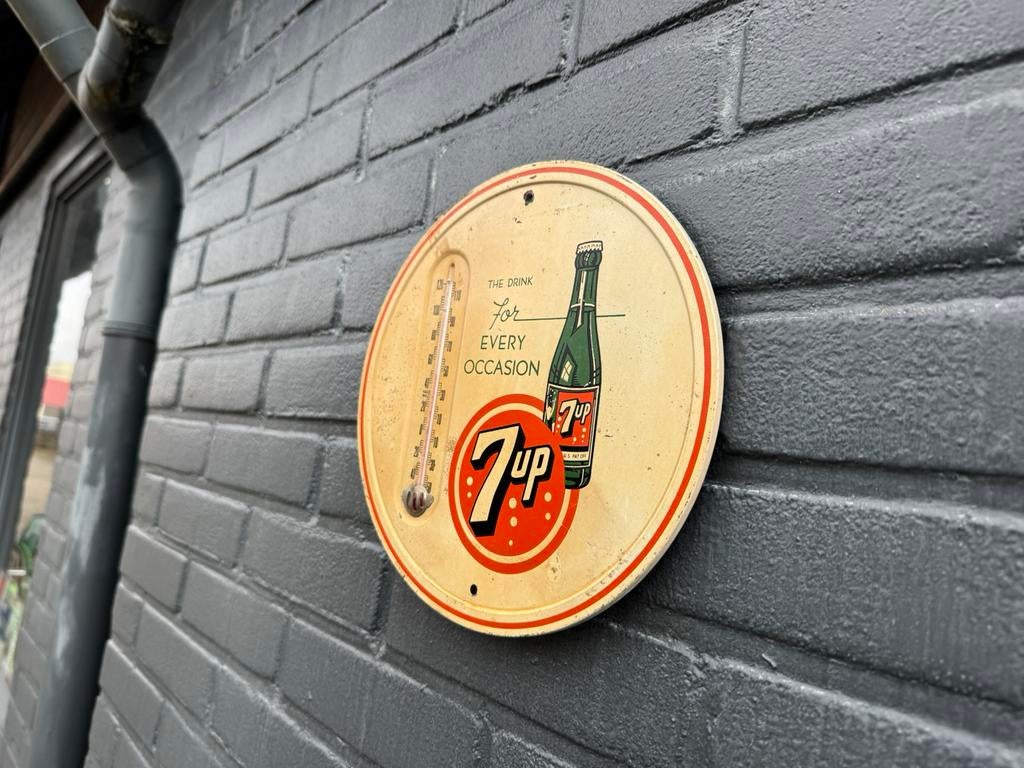 Ancien thermomètre publicitaire 7 Up, Collections, Enlèvement ou Envoi, Utilisé, Panneau publicitaire
