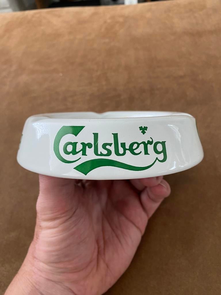 Emaille asbak Carlsberg, Verzamelen, Ophalen of Verzenden, Gebruikt