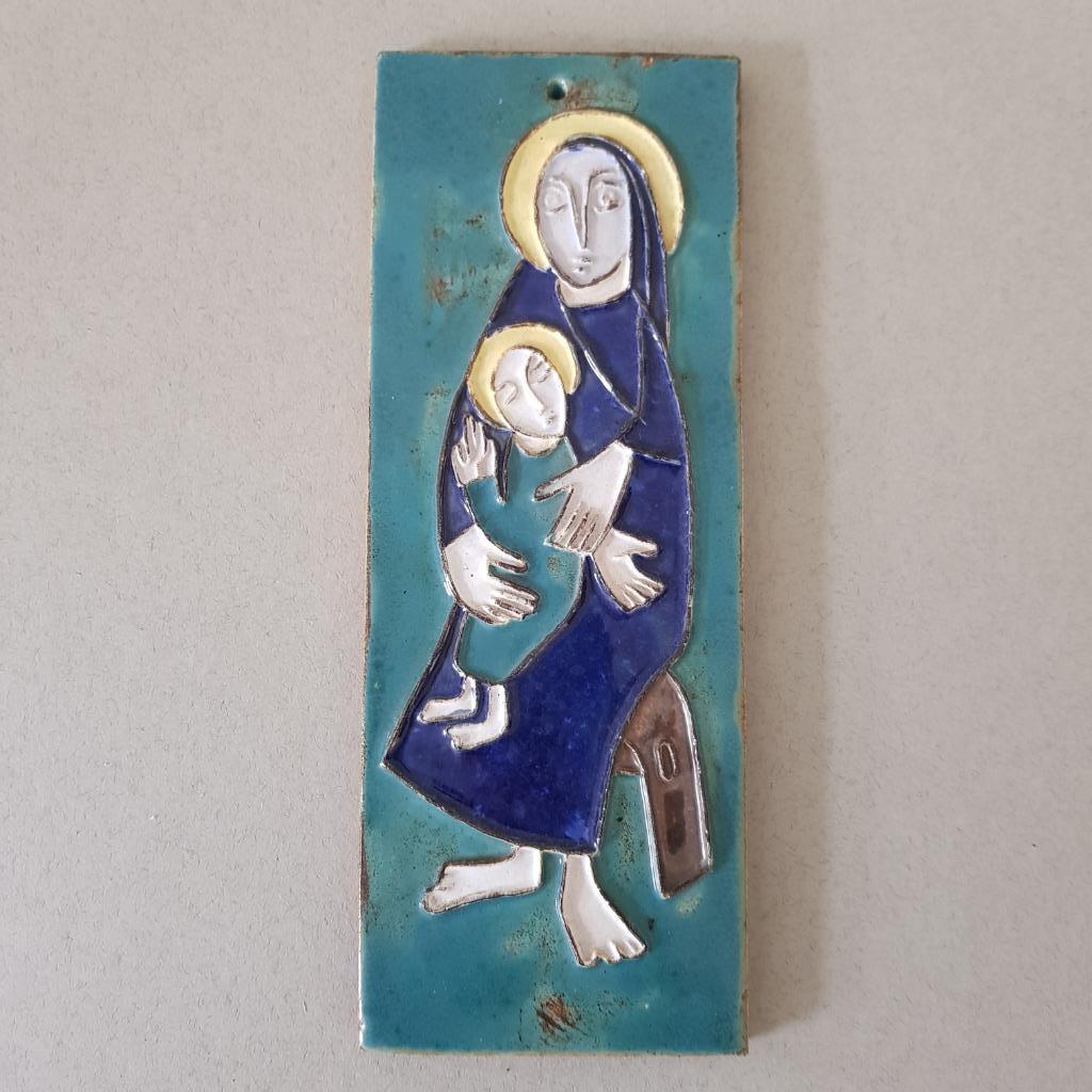 Keramiek wandtegel Maria met kind, Antiek en Kunst, Ophalen of Verzenden