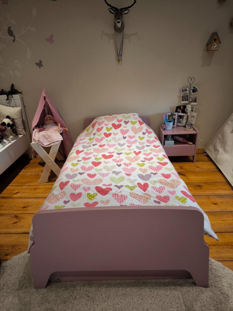 lit fille +sommier+ matelas+ tiroir + matelas tiroir+ chevet, 85 tot 100 cm, Zo goed als nieuw, 180 cm of meer, Ophalen