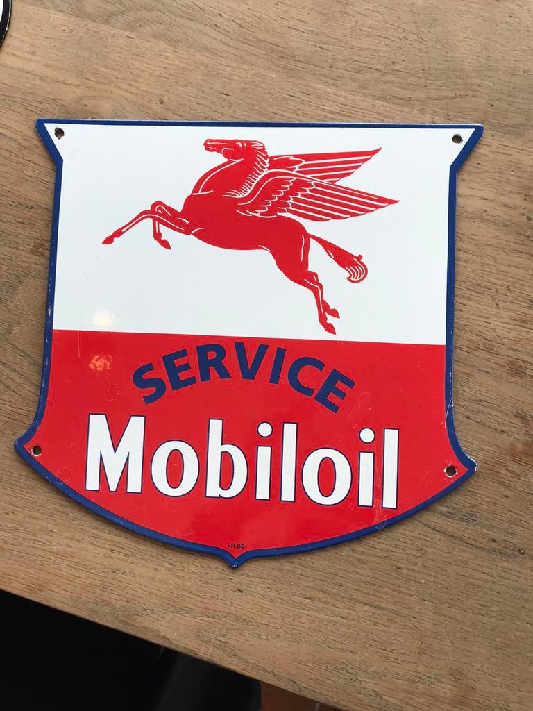 Panneau d'affichage émaillé Mobiloil, Collections, Enlèvement ou Envoi, Comme neuf, Panneau publicitaire