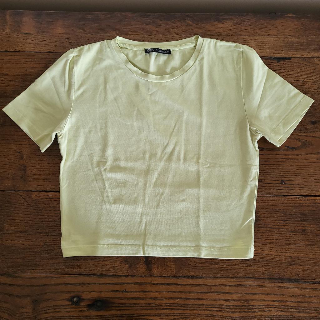Cropped T-shirt Zara, maat S, Zara, Geel, Ophalen of Verzenden, Korte mouw