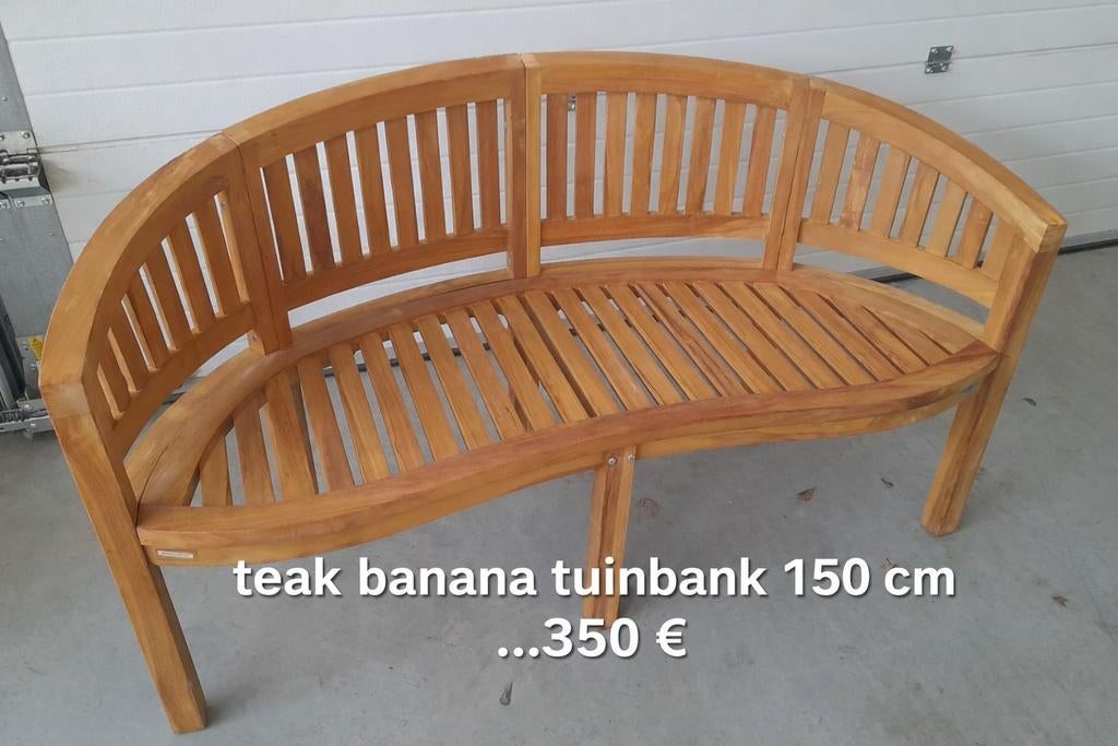 Nieuwe teak banana tuinbank, Tuin en Terras, Tuinbanken, Ophalen