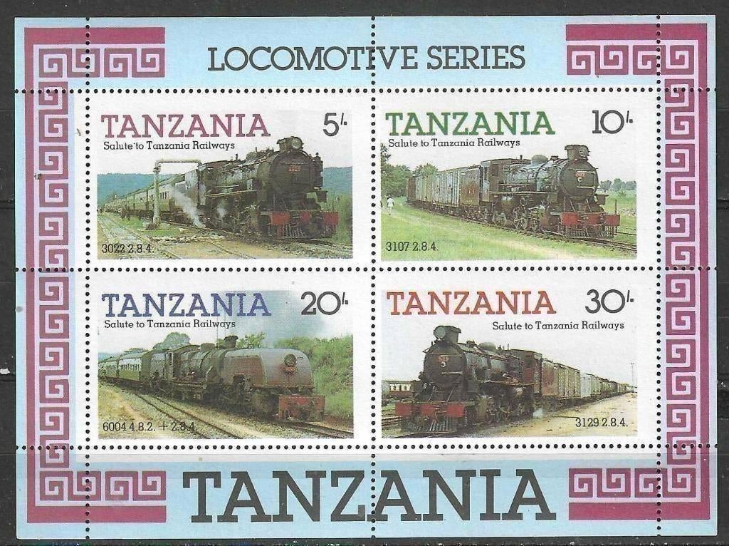 Tanzania 1985 - Yvert blok 41 - Treinen van Tanzania (PF), Postzegels en Munten, Postzegels | Afrika, Verzenden, Tanzania, Postfris