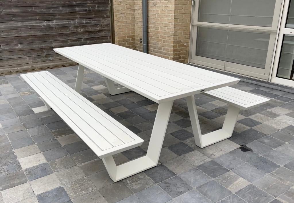 Pic-nic tafel, Tuin en Terras, Ophalen, Zo goed als nieuw, Rechthoekig, Aluminium