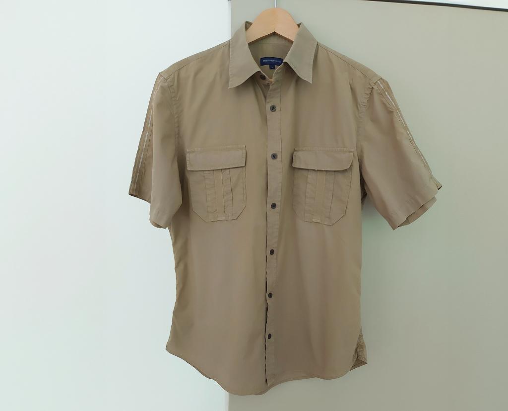 TRUSSARDI JEANS beige hemd - Maat L Italië = Medium, Beige, Zo goed als nieuw, Trussardi Jeans, Halswijdte 39/40 (M)