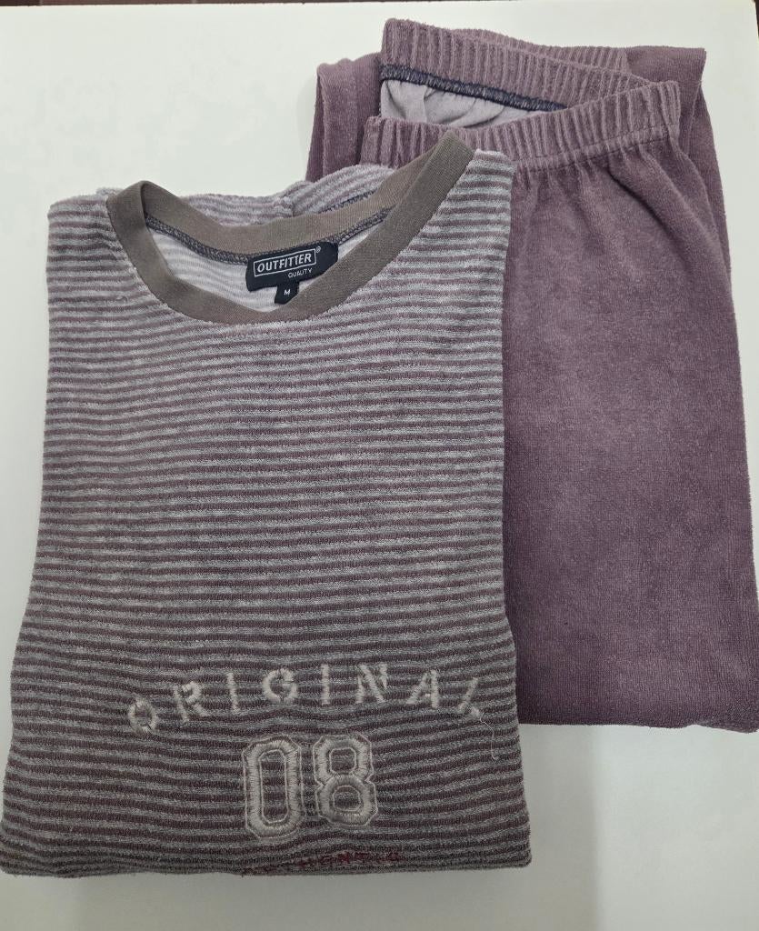 Winterpyjama grijs gestreept met lange broek, Outfitter, M, Kleding | Heren, Pyjama's, Ophalen of Verzenden, Zo goed als nieuw
