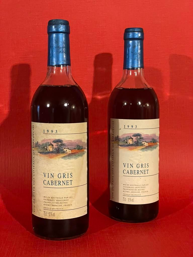 2x Franse wijn 1993 Vin Gris Cabernet vintage, Ophalen of Verzenden, Zo goed als nieuw, Frankrijk