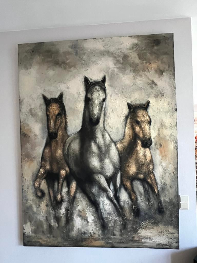 Peinture XL 3 chevaux au galop (198x150cm), Enlèvement