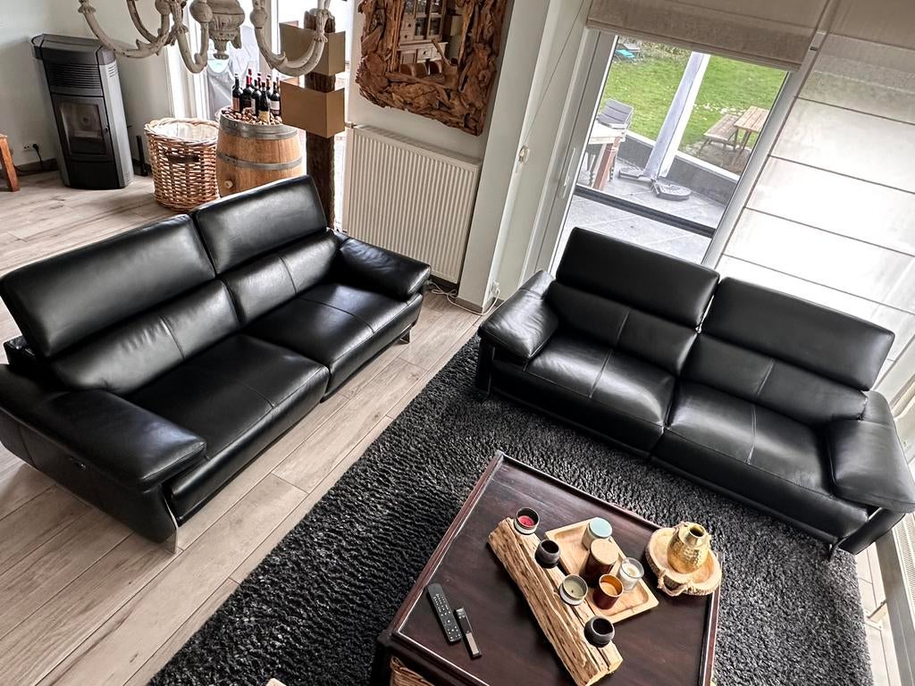 Canapés cuir haut de gamme – 2  3  électriques – état neuf, Enlèvement ou Envoi, Comme neuf, Cuir
