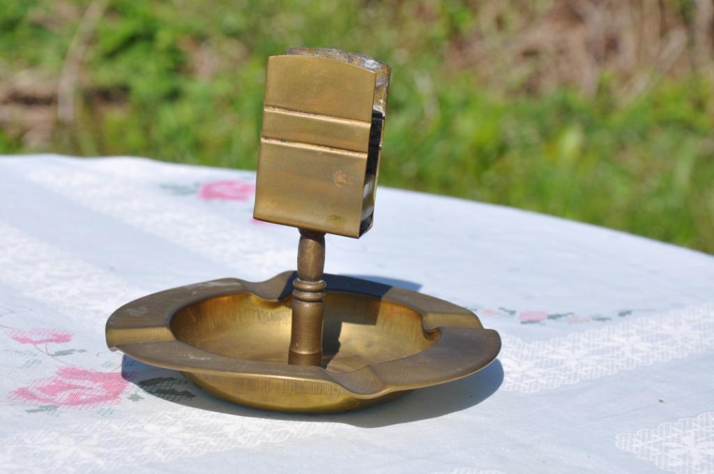 cendrier avec support  pour boite allumette en cuivre, Enlèvement ou Envoi, Cuivre