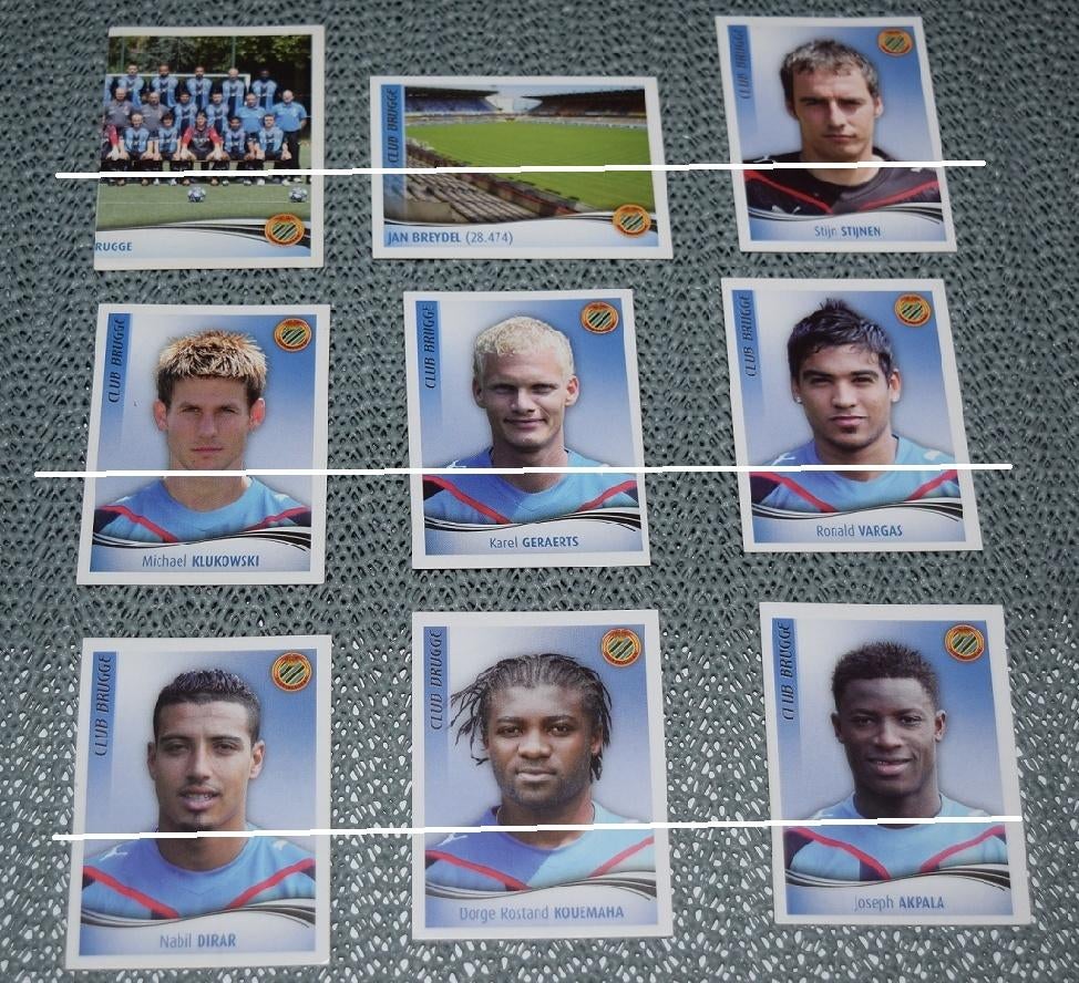 Panini Football 2010 Club Brugge / 9 stickers, Verzamelen, Ophalen of Verzenden, Nieuw, Poster, Plaatje of Sticker