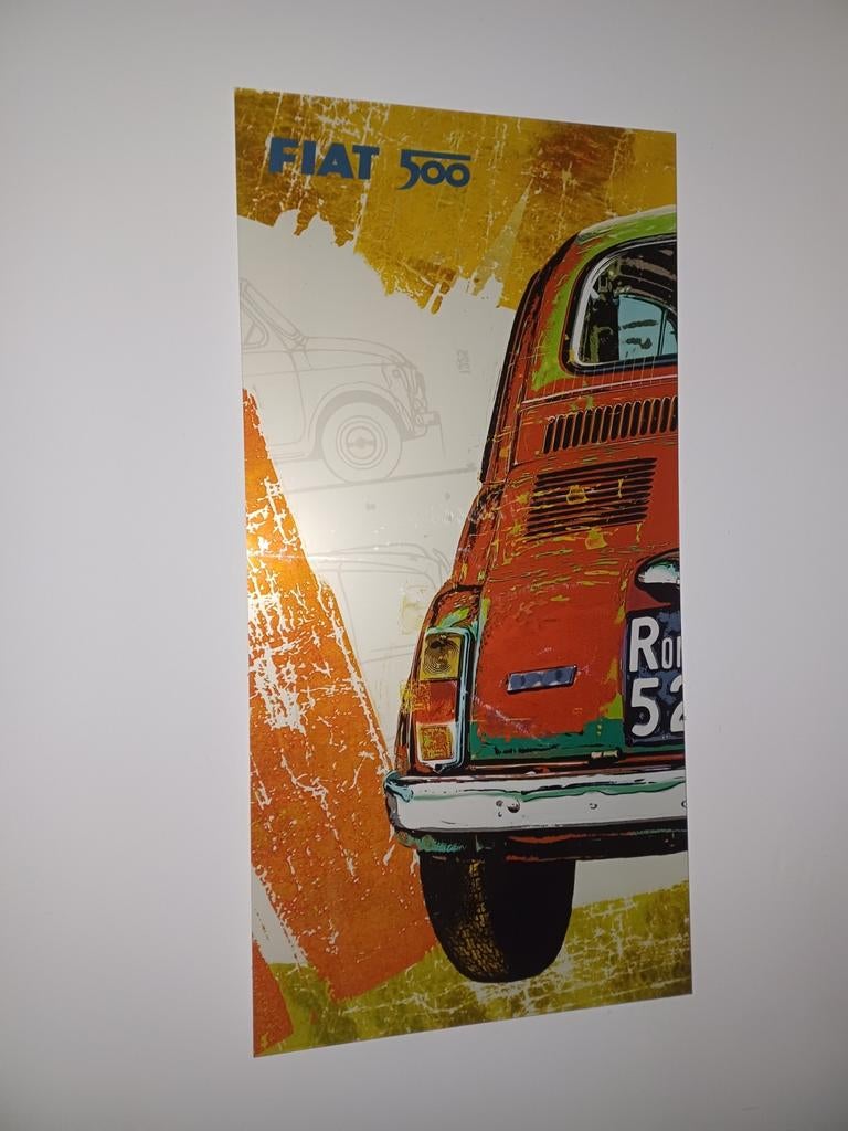 Fiat 500 reclamebord orgineel van fiat dealer, Verzamelen, Merken en Reclamevoorwerpen, Ophalen, Reclamebord