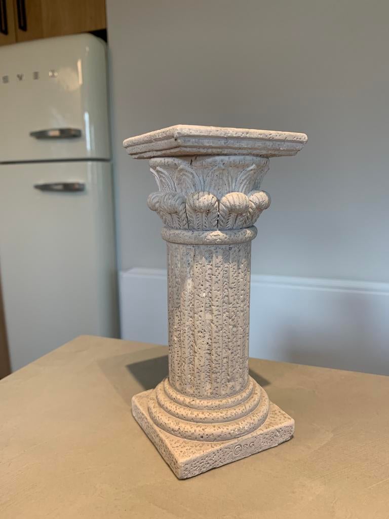 Bougeoir vintage en forme de colonne - statue en pierre, Maison & Meubles, Enlèvement ou Envoi, Comme neuf