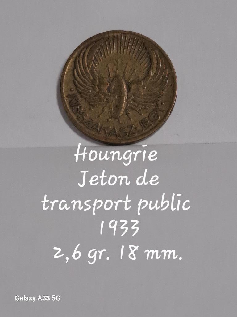 Hongrie, jeton de transport public 1933, Enlèvement ou Envoi, Autres matériaux