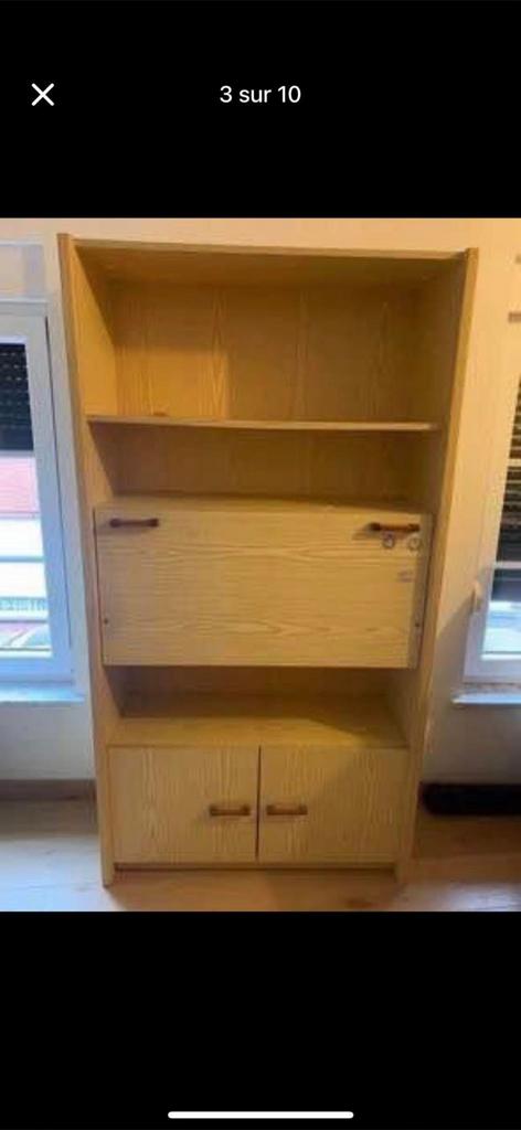 Meuble burreau et bibliotheque en pin, Maison & Meubles, Armoires | Bibliothèques, 25 à 50 cm, Avec tablette(s), Utilisé, 50 à 100 cm