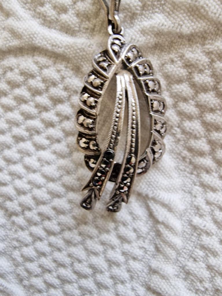 Antieke zilveren hanger met strass steentjes  ., Handtassen en Accessoires, Antieke sieraden, Ophalen, Zilver, Hanger