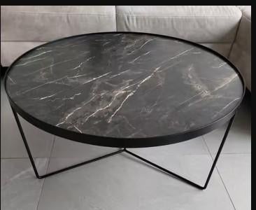 Table basse ronde motifs marbré, Maison & Meubles, Moins de 50 cm, Rond, Comme neuf, Enlèvement